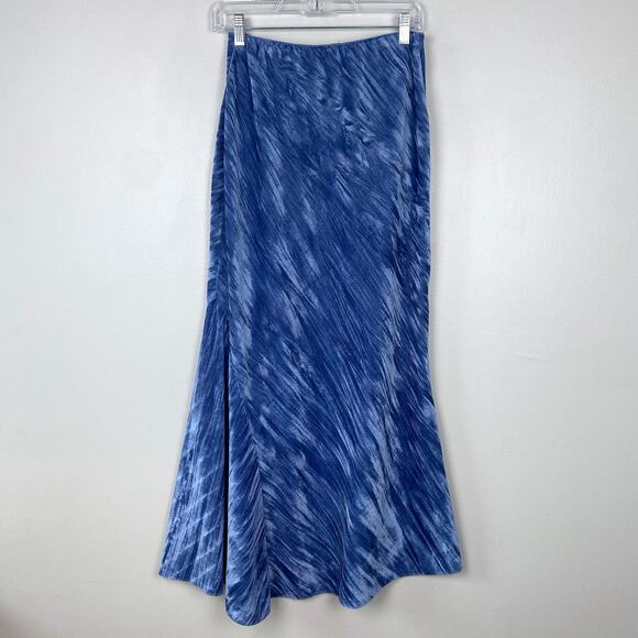 Free People Noa Velvet Slip Skirt Light Night Crushed‎ Velvet Mix Blue Size XS - Picture 7 of 11